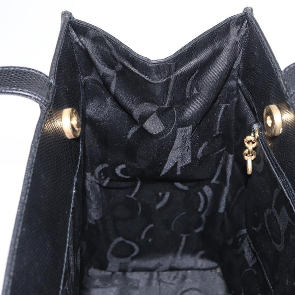 Salvatore Ferragamo Vala Tote Bag Leather Black Gold Auth BA7676