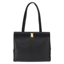 Salvatore Ferragamo Vala Tote Bag Leather Black Gold Auth BA7676-2