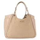 Salvatore Ferragamo Gancini Tote Bag Leather Beige Gold Auth BA7677-1