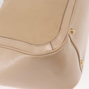 Salvatore Ferragamo Gancini Tote Bag Leather Beige Gold Auth BA7677-9