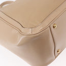 Salvatore Ferragamo Gancini Tote Bag Leather Beige Gold Auth BA7677-15
