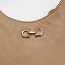 Salvatore Ferragamo Gancini Tote Bag Leather Beige Gold Auth BA7677-17