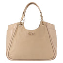 Salvatore Ferragamo Gancini Tote Bag Leather Beige Gold Auth BA7677-13