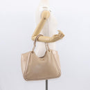 Salvatore Ferragamo Gancini Tote Bag Leather Beige Gold Auth BA7677-25
