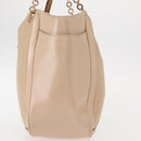 Salvatore Ferragamo Gancini Tote Bag Leather Beige Gold Auth BA7677-3