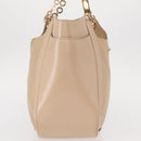 Salvatore Ferragamo Gancini Tote Bag Leather Beige Gold Auth BA7677-4