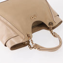 Salvatore Ferragamo Gancini Tote Bag Leather Beige Gold Auth BA7677-6