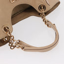 Salvatore Ferragamo Gancini Tote Bag Leather Beige Gold Auth BA7677-7