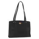 VALENTINO Shoulder Bag Leather Black Gold Auth BA7678-1