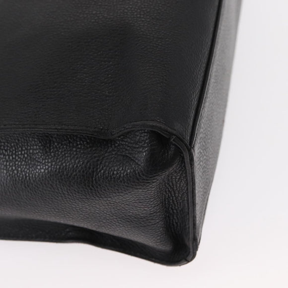 VALENTINO Shoulder Bag Leather Black Gold Auth BA7678