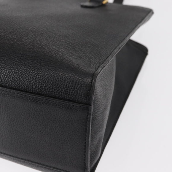 VALENTINO Shoulder Bag Leather Black Gold Auth BA7678