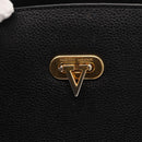 VALENTINO Shoulder Bag Leather Black Gold Auth BA7678-17