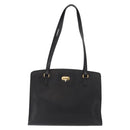 VALENTINO Shoulder Bag Leather Black Gold Auth BA7678-13