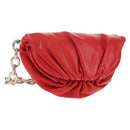 BOTTEGA VENETA The Chain Shoulder Bag Leather Red Silver Auth BA7679V-1