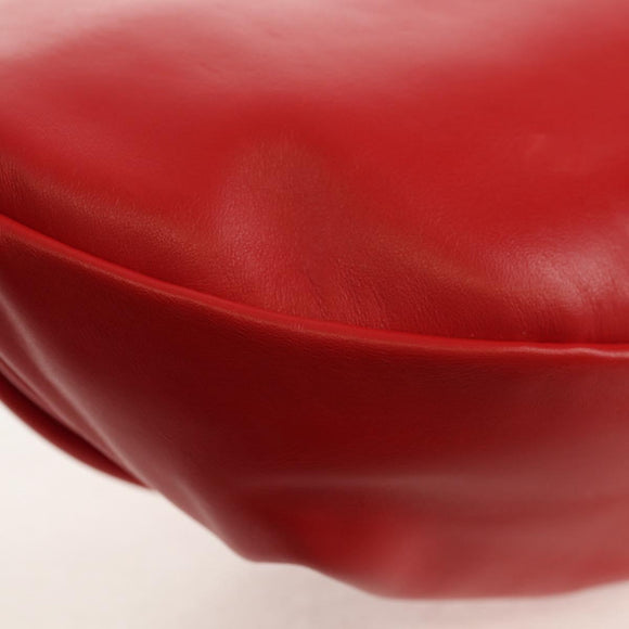 BOTTEGA VENETA The Chain Shoulder Bag Leather Red Silver Auth BA7679V