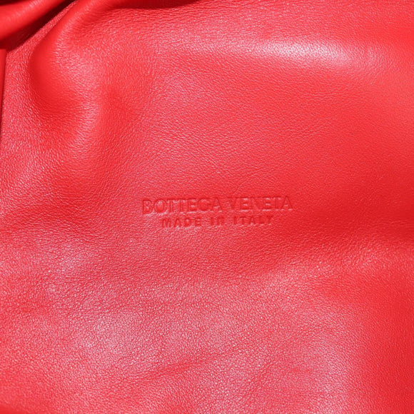 BOTTEGA VENETA The Chain Shoulder Bag Leather Red Silver Auth BA7679V