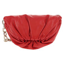 BOTTEGA VENETA The Chain Shoulder Bag Leather Red Silver Auth BA7679V-13