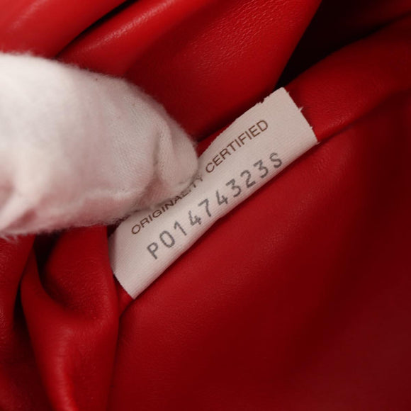 BOTTEGA VENETA The Chain Shoulder Bag Leather Red Silver Auth BA7679V