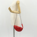 BOTTEGA VENETA The Chain Shoulder Bag Leather Red Silver Auth BA7679V-21