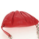 BOTTEGA VENETA The Chain Shoulder Bag Leather Red Silver Auth BA7679V-6