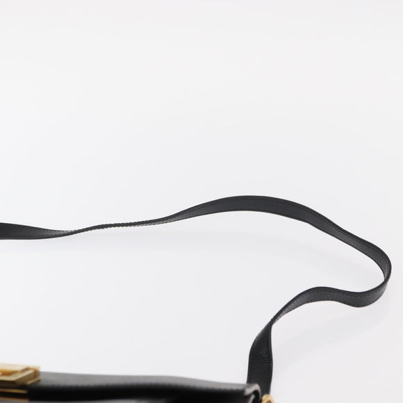 GIVENCHY Chain Shoulder Bag Leather Black Gold Auth BA7680