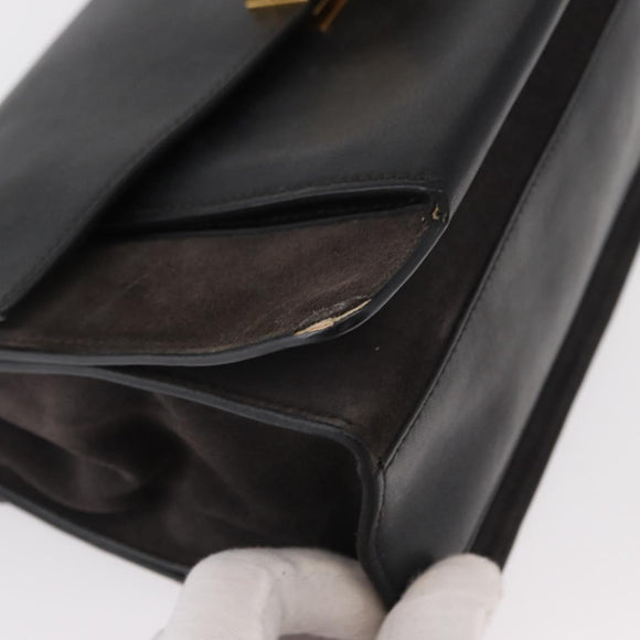 GIVENCHY Chain Shoulder Bag Leather Black Gold Auth BA7680