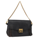 GIVENCHY Chain Shoulder Bag Leather Black Gold Auth BA7680-1