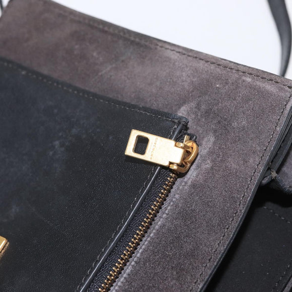 GIVENCHY Chain Shoulder Bag Leather Black Gold Auth BA7680