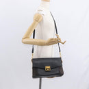 GIVENCHY Chain Shoulder Bag Leather Black Gold Auth BA7680-25