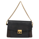 GIVENCHY Chain Shoulder Bag Leather Black Gold Auth BA7680-13