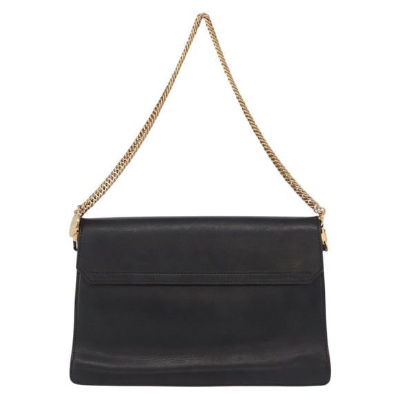 GIVENCHY Chain Shoulder Bag Leather Black Gold Auth BA7680