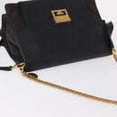 GIVENCHY Chain Shoulder Bag Leather Black Gold Auth BA7680-6