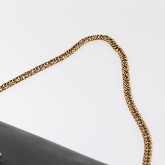 GIVENCHY Chain Shoulder Bag Leather Black Gold Auth BA7680