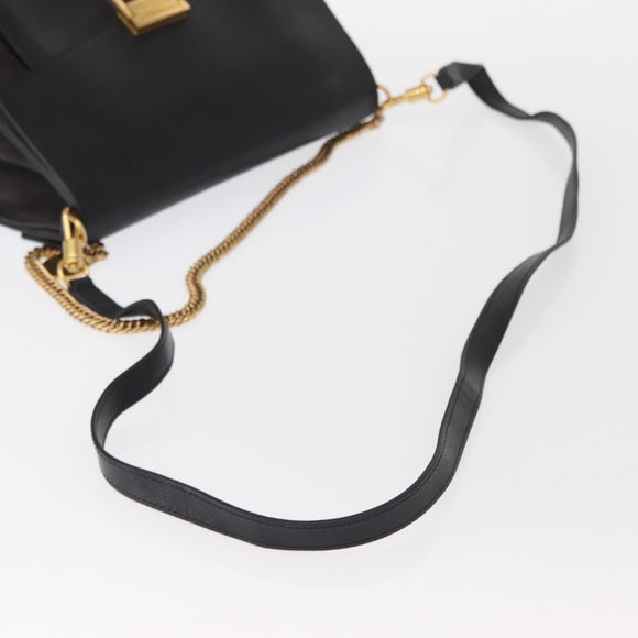 GIVENCHY Chain Shoulder Bag Leather Black Gold Auth BA7680