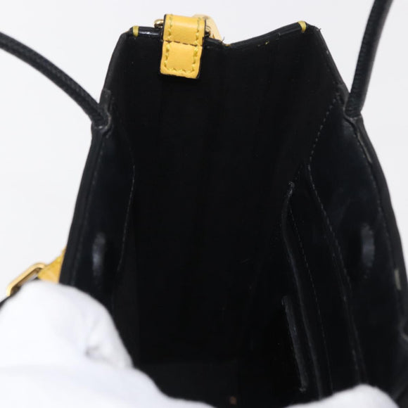 FENDI Hand Bag Leather 2way Yellow Gold Auth BA7681