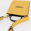 FENDI Hand Bag Leather 2way Yellow Gold Auth BA7681-6