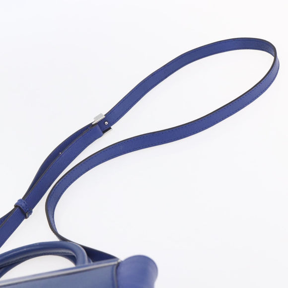 FENDI Petite To Jules Hand Bag Leather 2way Blue Silver Auth BA7682