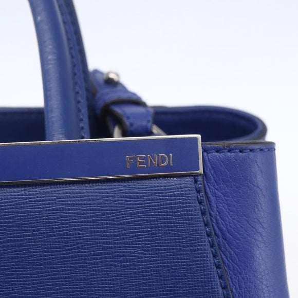 FENDI Petite To Jules Hand Bag Leather 2way Blue Silver Auth BA7682