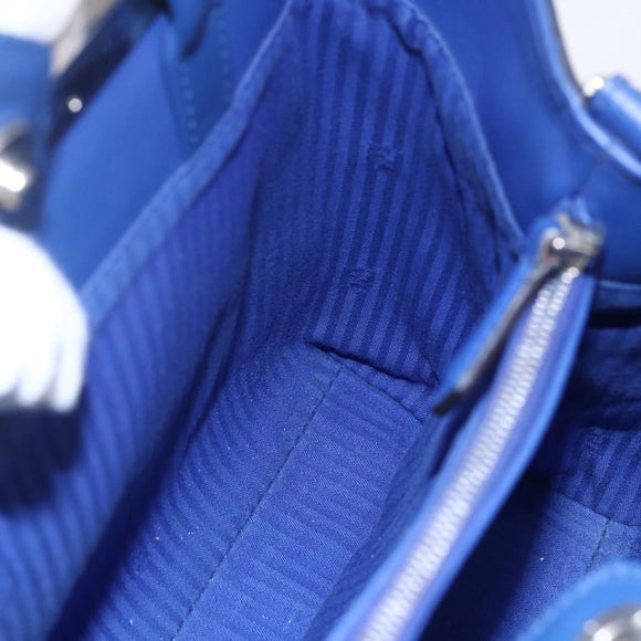 FENDI Petite To Jules Hand Bag Leather 2way Blue Silver Auth BA7682