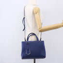 FENDI Petite To Jules Hand Bag Leather 2way Blue Silver Auth BA7682-26