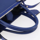 FENDI Petite To Jules Hand Bag Leather 2way Blue Silver Auth BA7682-7