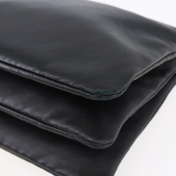 CELINE Trio Small Shoulder Bag Leather Black Gold Auth BA7683