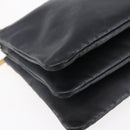 CELINE Trio Small Shoulder Bag Leather Black Gold Auth BA7683-14