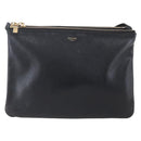 CELINE Trio Small Shoulder Bag Leather Black Gold Auth BA7683-13