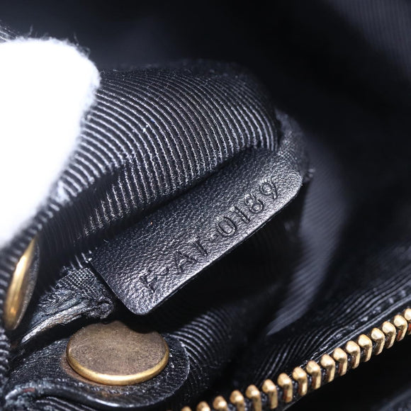 CELINE Trio Small Shoulder Bag Leather Black Gold Auth BA7683