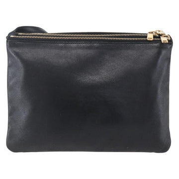 CELINE Trio Small Shoulder Bag Leather Black Gold Auth BA7683 - 0