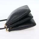 CELINE Trio Small Shoulder Bag Leather Black Gold Auth BA7683-3