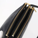CELINE Trio Small Shoulder Bag Leather Black Gold Auth BA7683-6