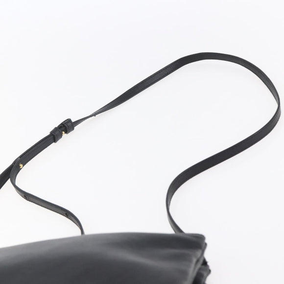 CELINE Trio Small Shoulder Bag Leather Black Gold Auth BA7683