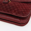 CELINE Macadam Canvas Shoulder Bag Suede Bordeaux Gold Auth BA7684-9